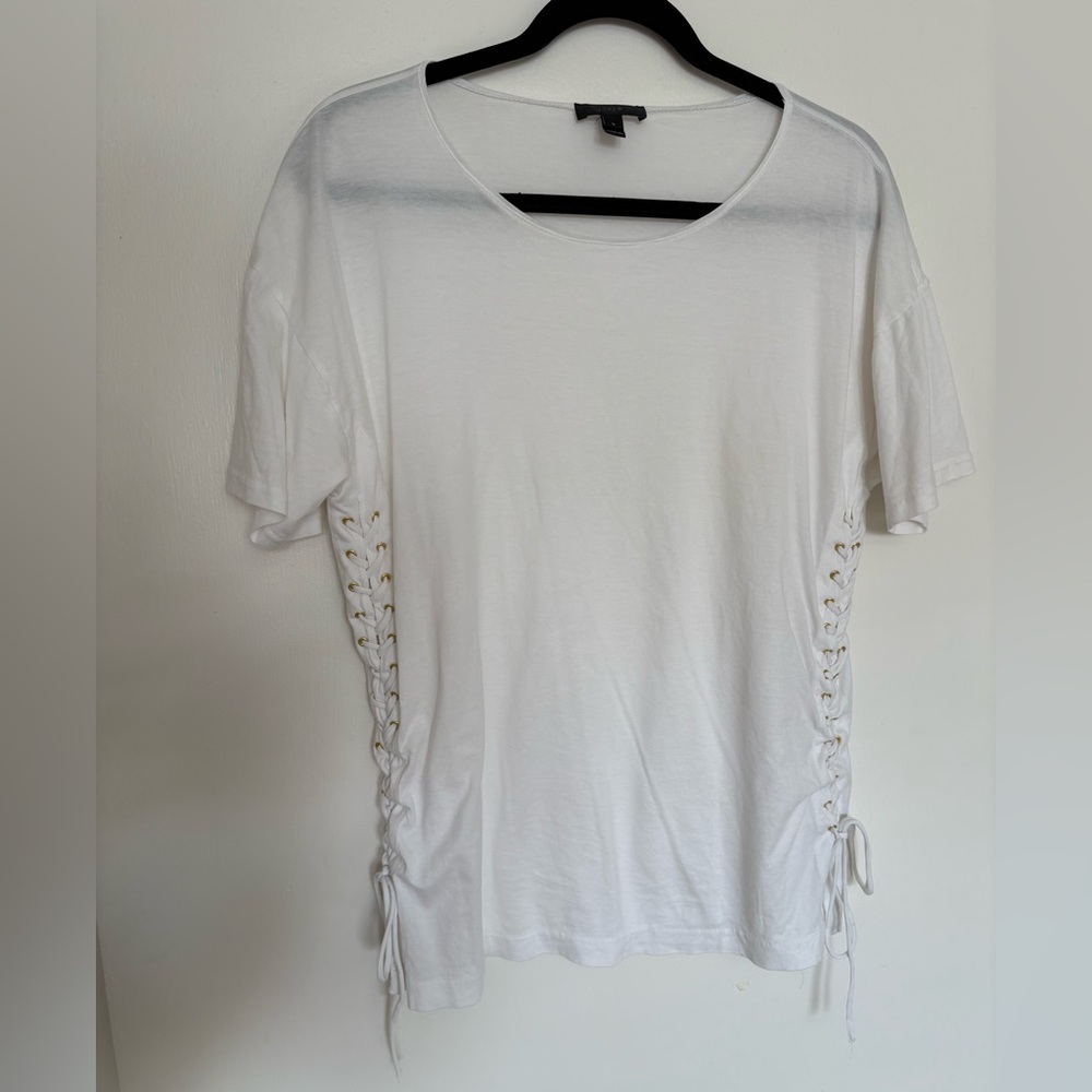 J. Crew White Short Sleeve Tie Front T-Shirt